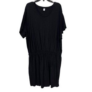 Old Navy Short Sleeve Elastic Waist T Shirt Dress Plus Size 4X Black Minimalist